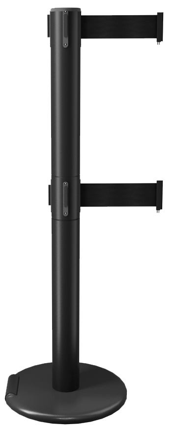 Roller Retractable Belt Barrier 3 Inch Post Twin